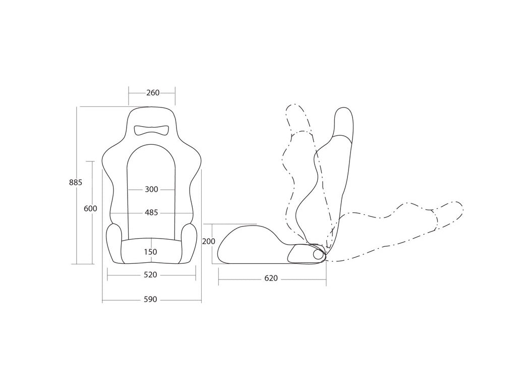 Cobra Misano Carbon Fiber Back Recliner- integrated 6-point sub strap