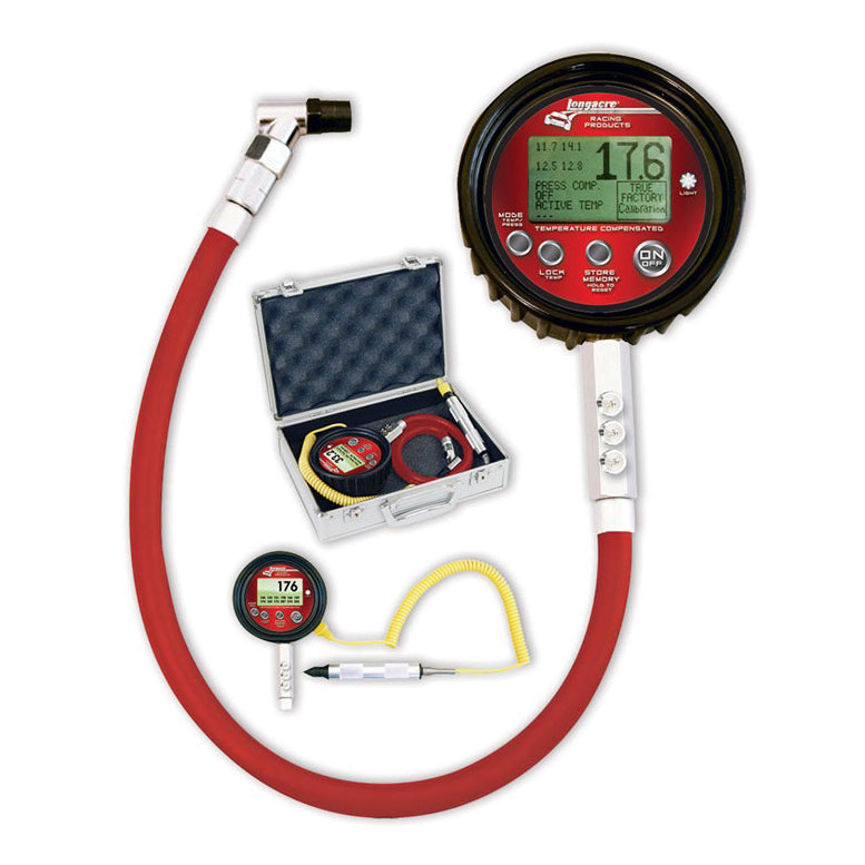 Longacre Temperature Compensated Tire Pressure Gauge and tire pyrometer w/ probe and carrying case